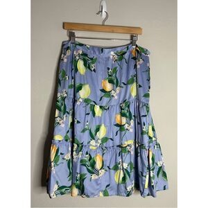 Ann Taylor Factory Tiered Lemon Print Skirt Size 14P